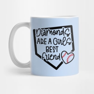 Diamonds Are A Girls Best Friend Softball Baseball Cute Mug